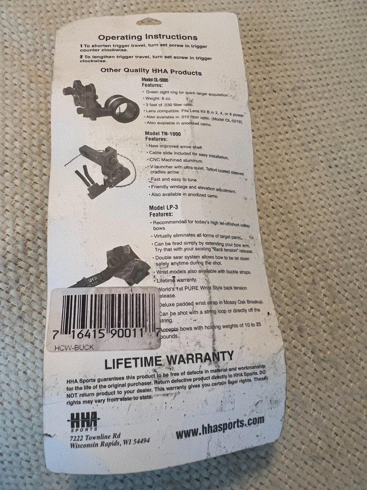 HHA Sports Zero Gap Micro Adjustable Hunting Release
