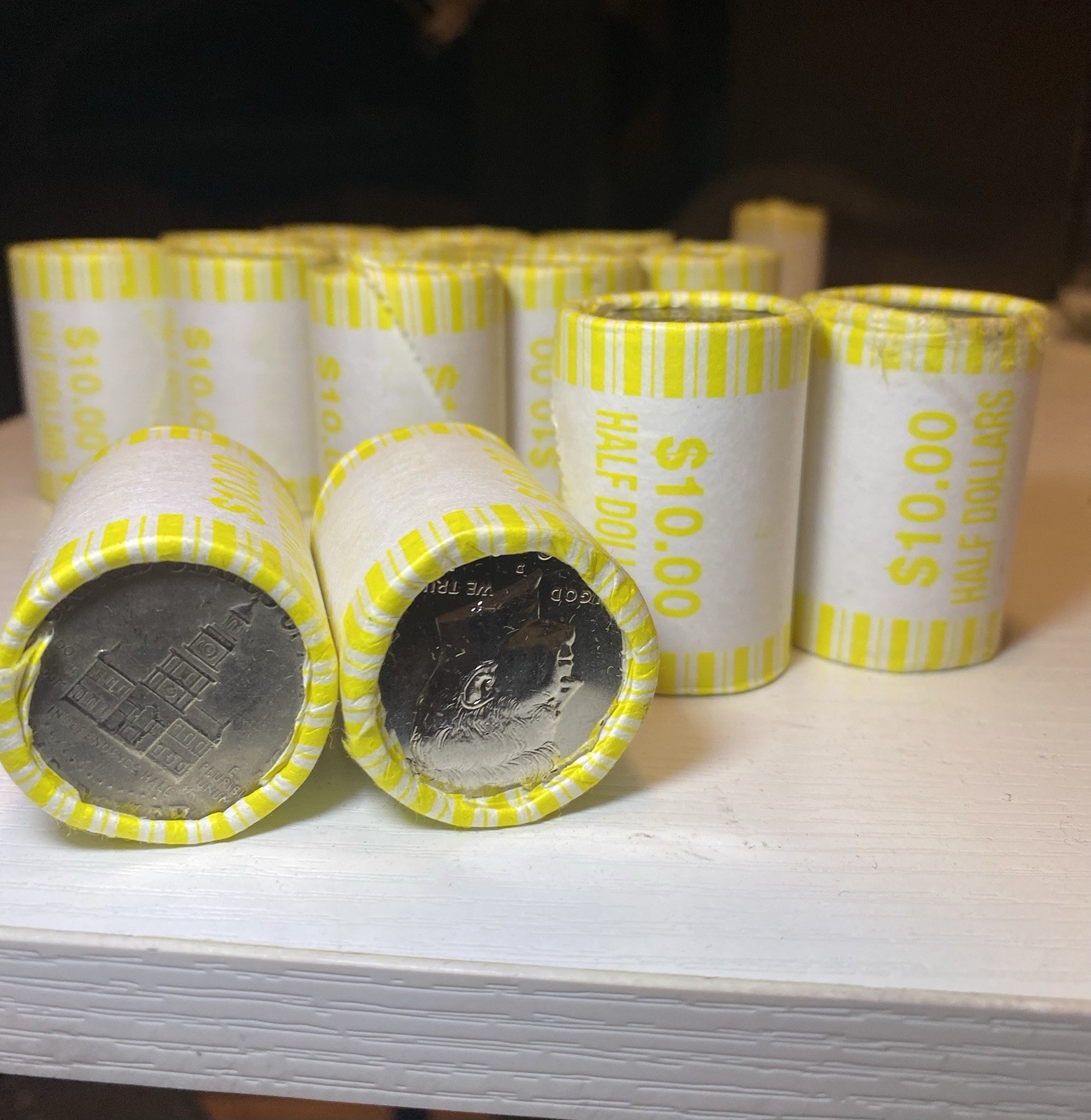 Lot of 5 Rolls Kennedy Half Dollar Coins $50FV OBW (Unsearched) Bank 100 coins!