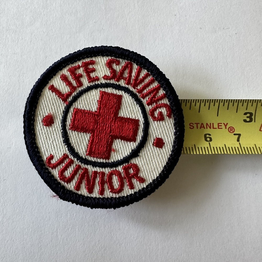 VTG Two Vintage Basic Canoeing Junior Life Saving Cloth PATCH Patches Red Cross