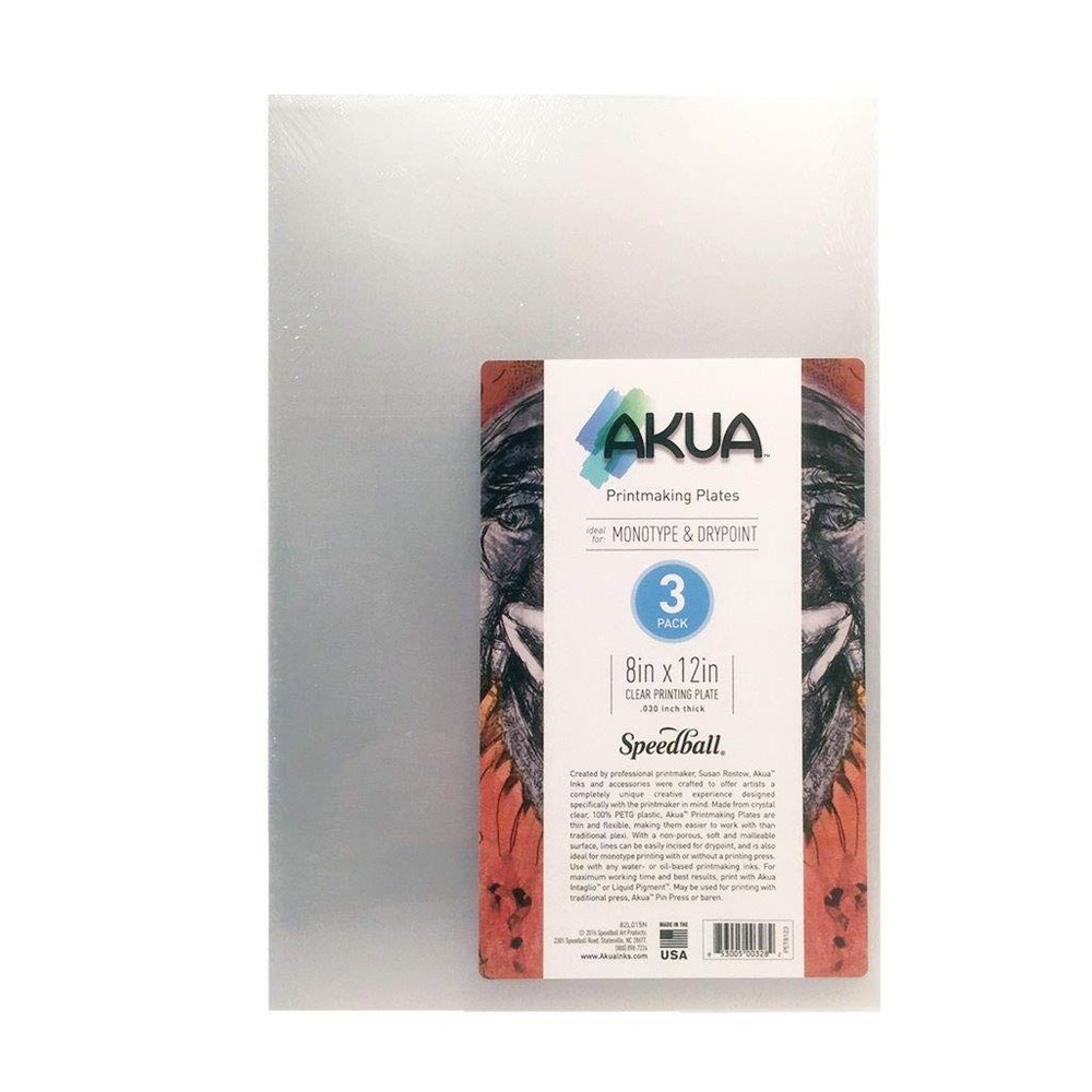 Printmaking Plate, 8-Inch x 12-Inch, 3-Pack, Clear
