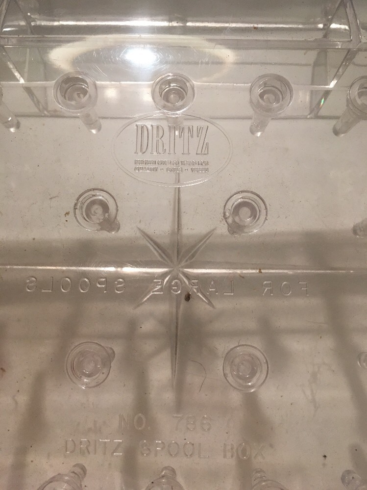 vintage mid century Lucite Dritz Thread Case With Thread