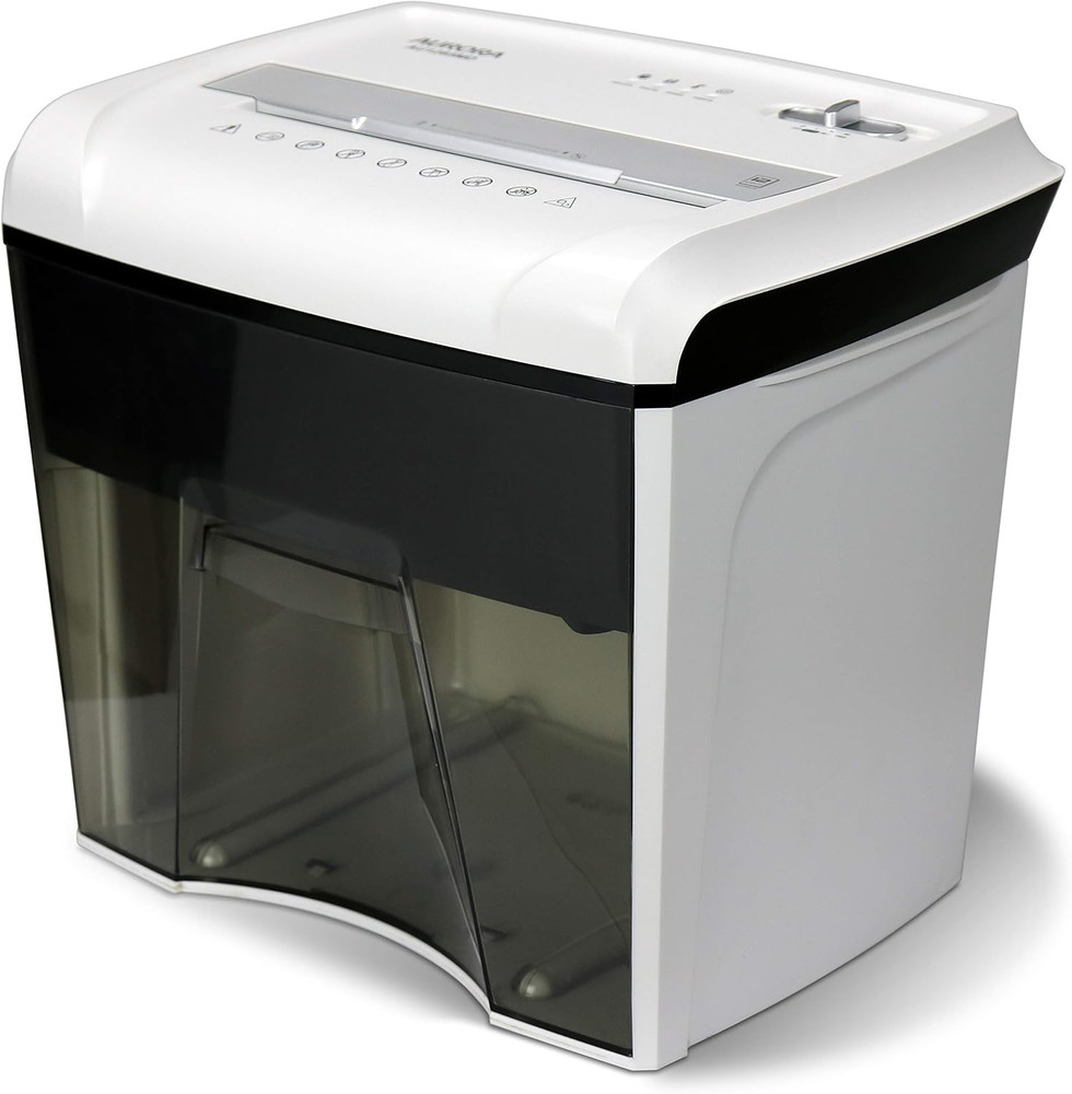 Compact 12-Sheet Micro-Cut Shredder with Pullout Basket - White/Black