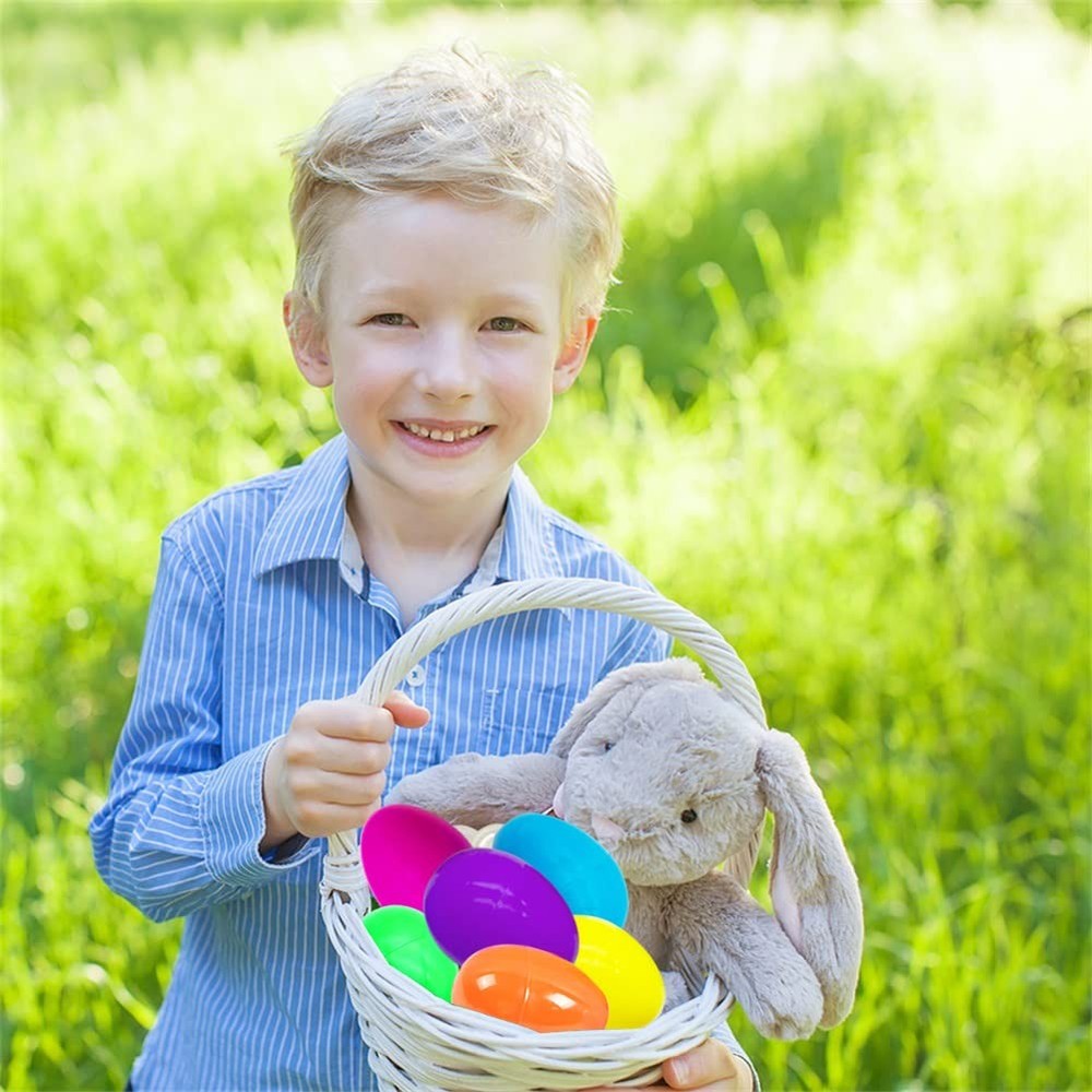 150PCS Plastic Easter Eggs, 2.4" Empty Eggs Fillable, Colorful Bright Egg Bul...