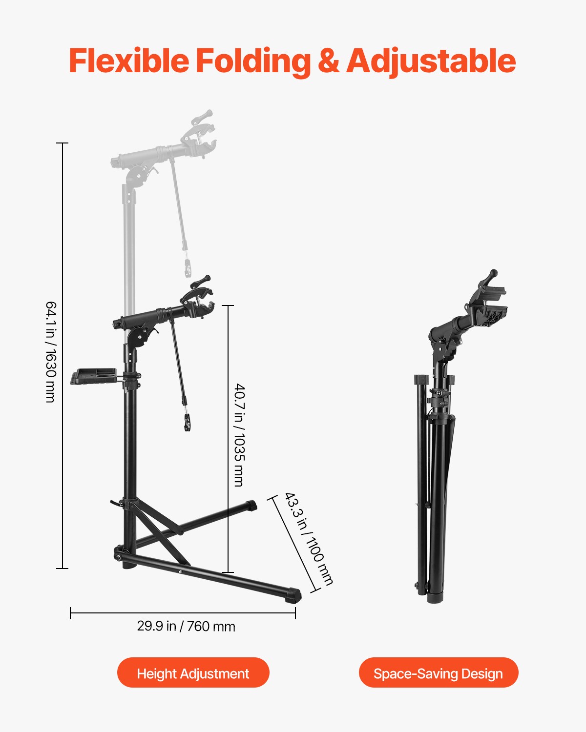 VEVOR Bike Repair Stand 85 lb Adjustable Bicycle Maintenance Rack with Tool Tray