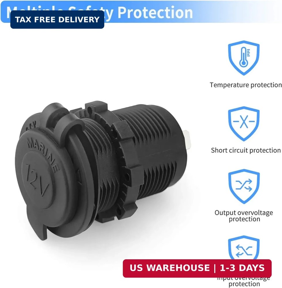 3 Pcs 12V Car Cigarette Lighter Socket Waterproof and Dustproof Plug Socket for