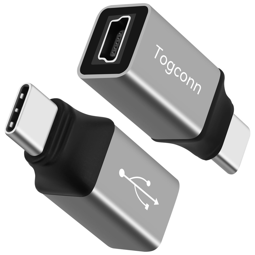 Mini USB to C Adapter 2 Pack, 2 C (Male) (Female)
