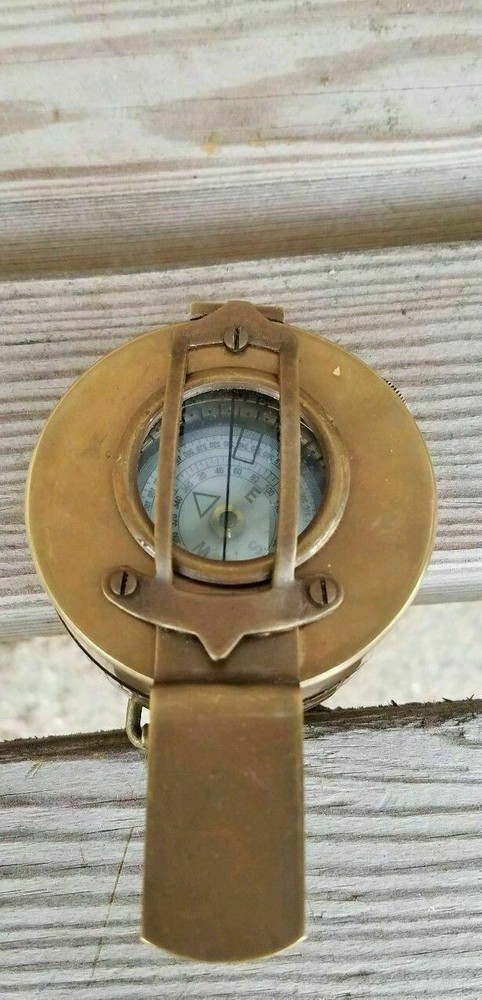 Solid Brass Antique British Military Prismatic Pocket Compass Marine Solid Gift
