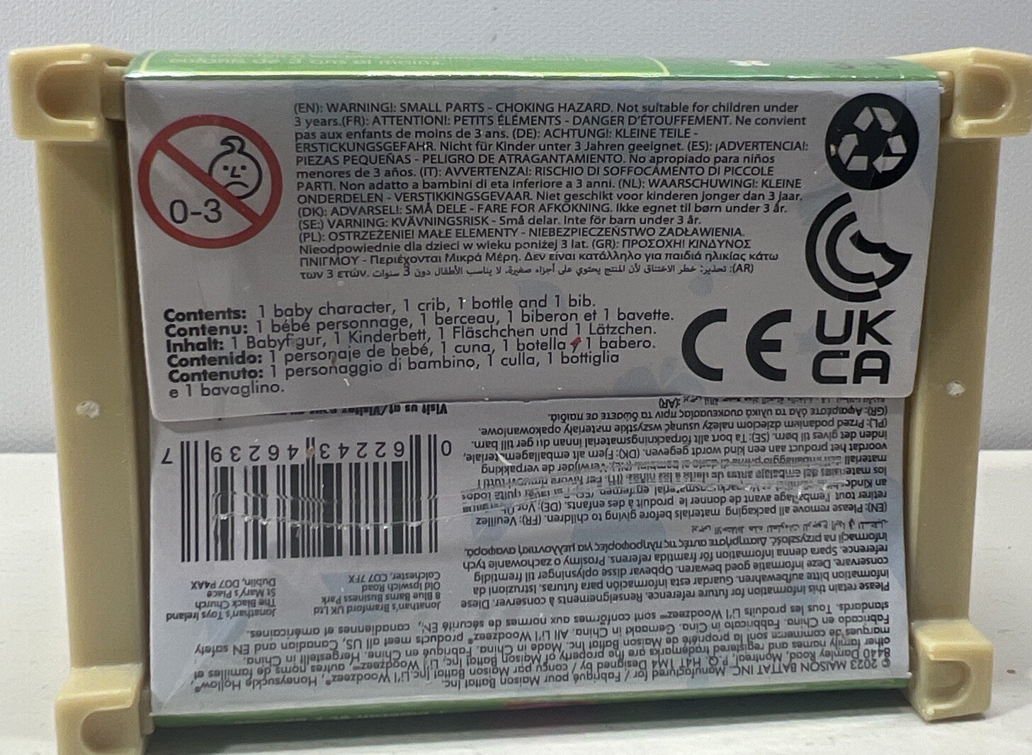 Li'l Woodzeez Babeez Surprise Crib 1 Baby Character Crib Bottle & Bib Lot 2