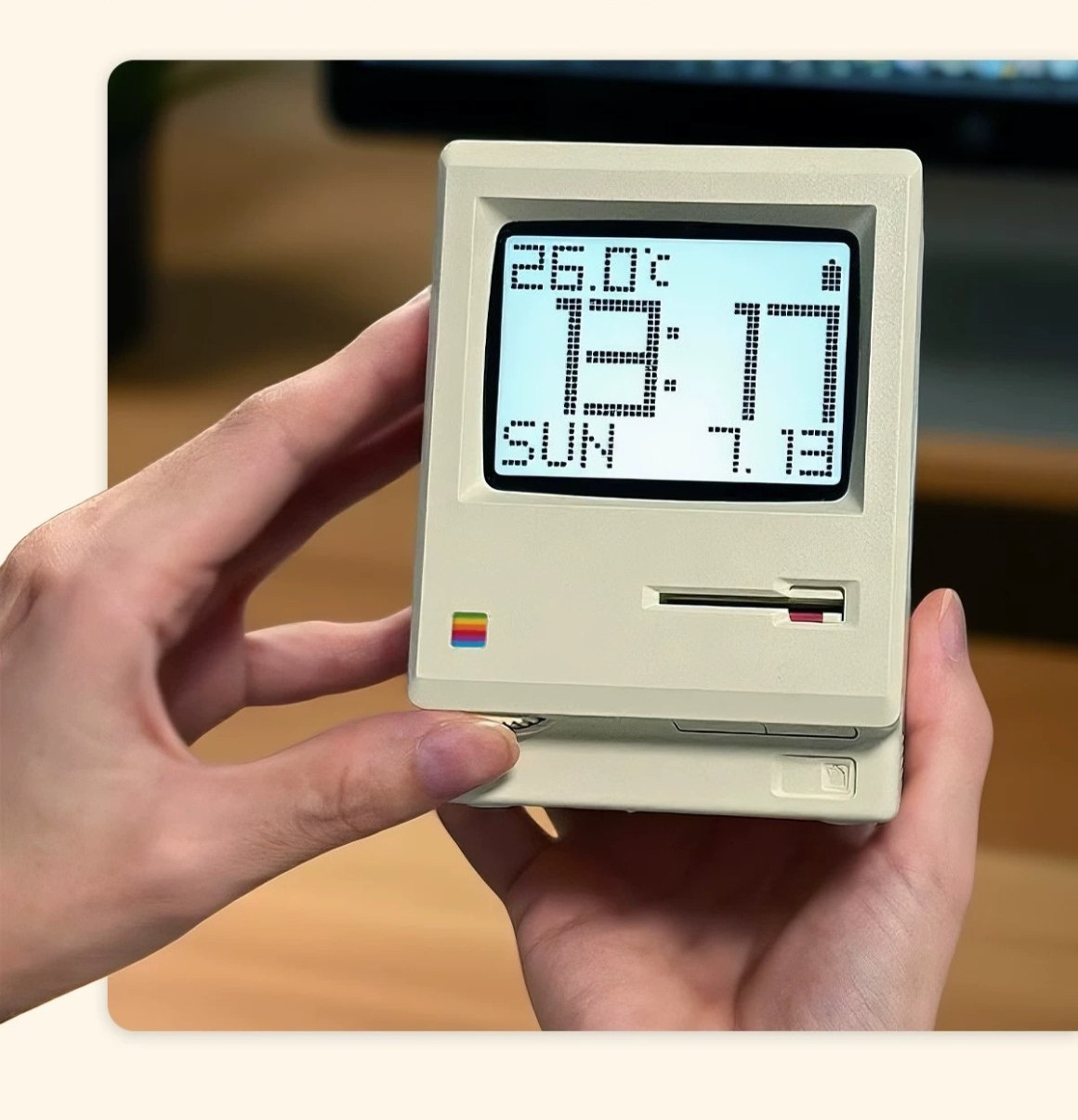 Retro Macintosh Digital Alarm Clock Maclock 80s Apple Mac Clock Rechargeable