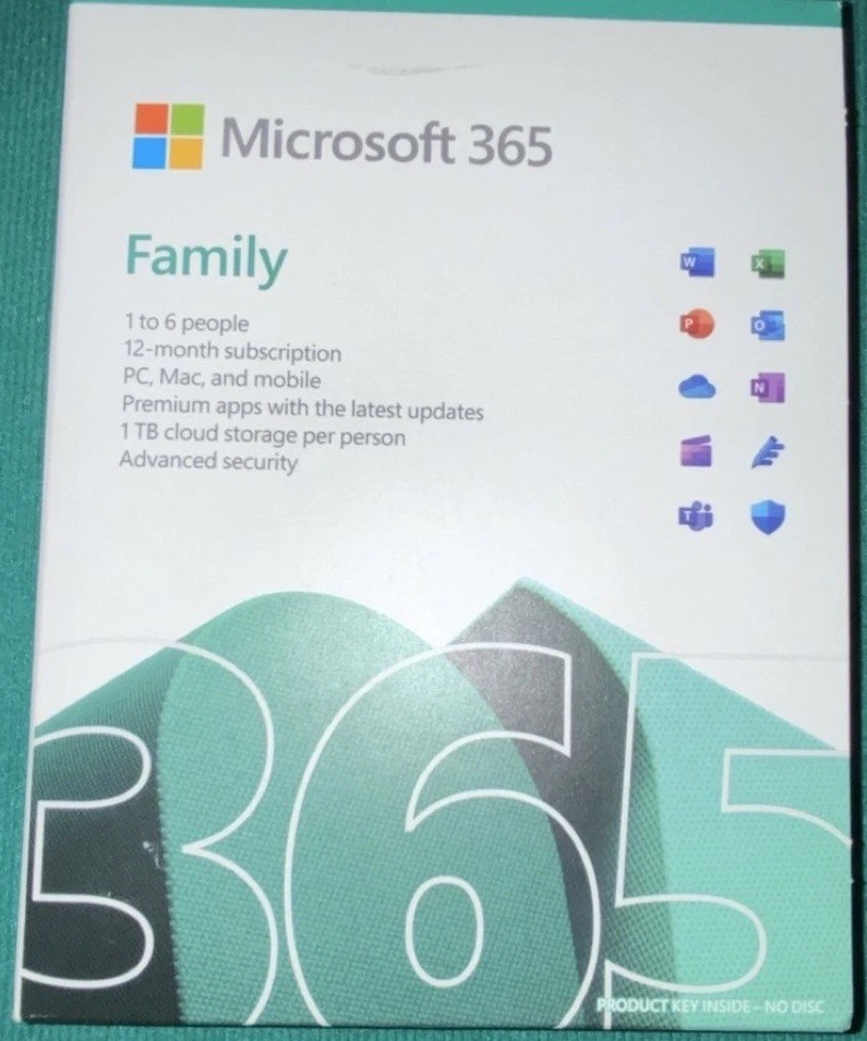 Microsoft 365 Family 12-Month Subscription Key Card, 6 Devices