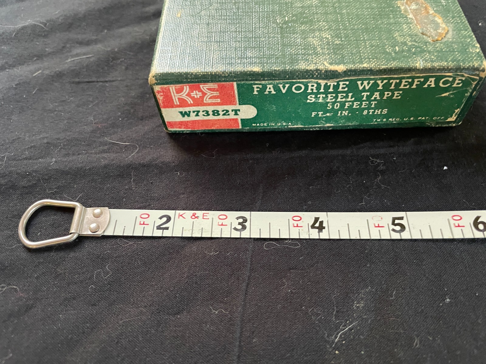 K & E Favorite Wyteface 50' Steel Tape Measure in Original Box