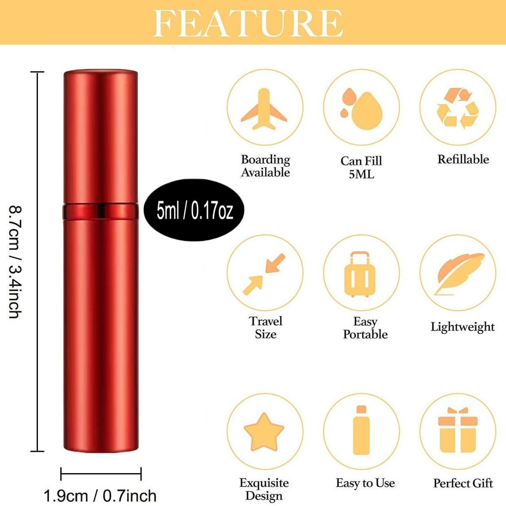 2 Pack 5ML Travel Perfume Atomizers, Refillable Bottom Fill Design Spray Bottles