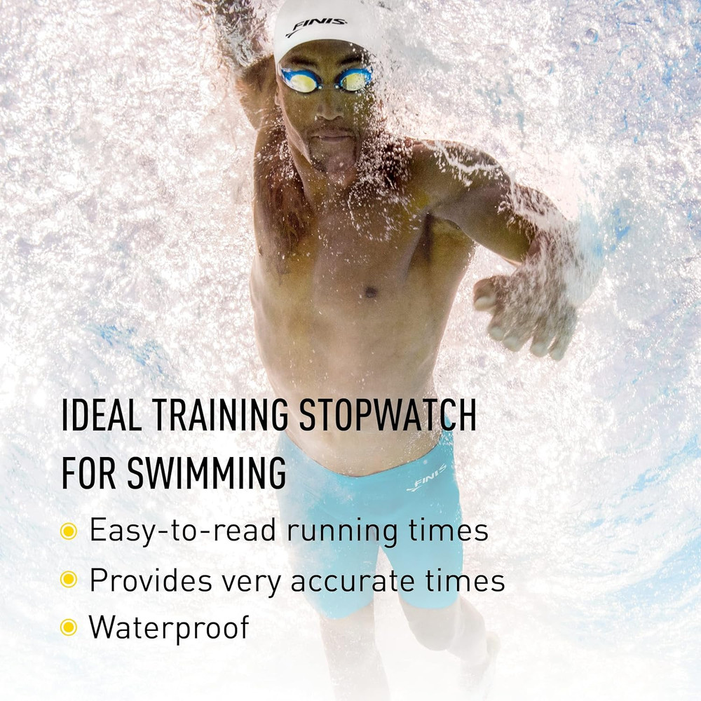 Swim Training Waterproof Stopwatch - 300 Split Memory & Easy-Read Display