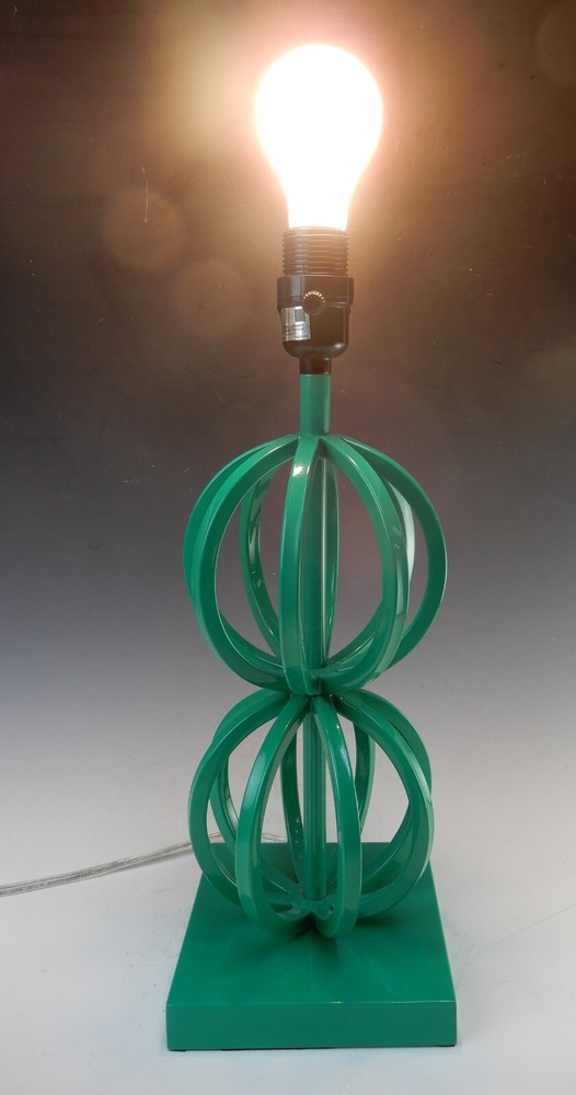 Moder Heavy Two Ring Metal Green Table Lamp