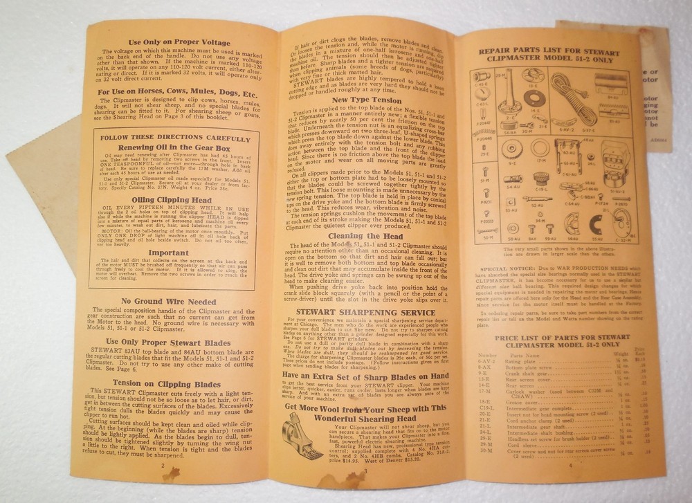 STEWART CLIPMASTER MODEL 51-2 WORKING WITH BOX & INSTRUCTIONS