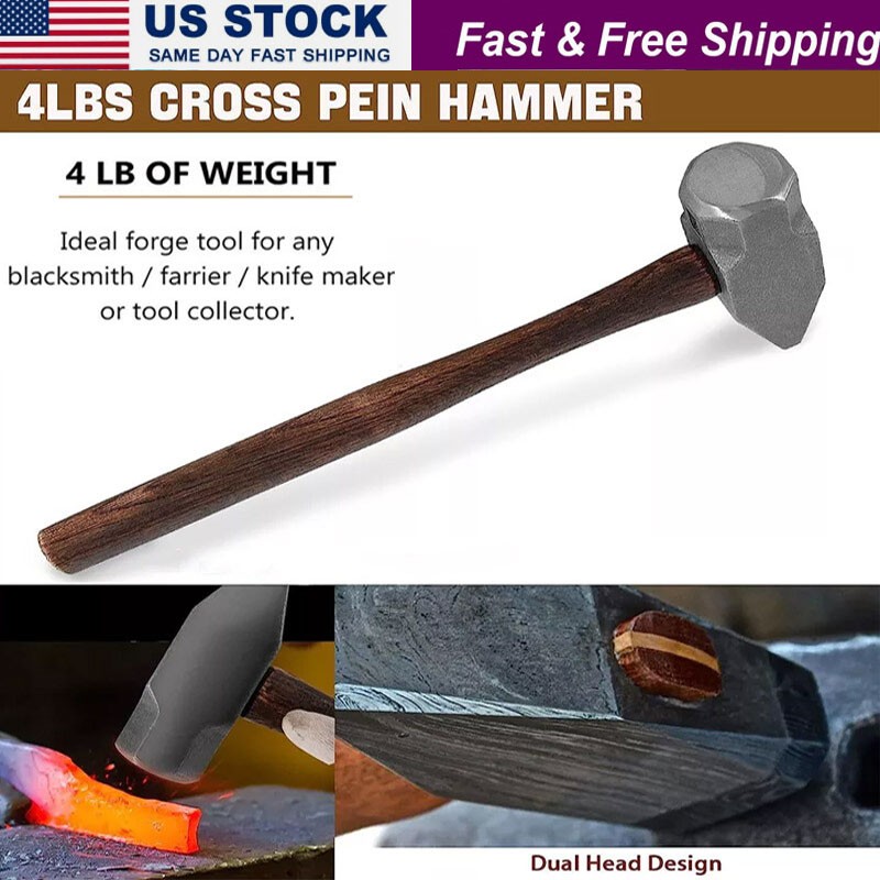Blacksmith 4LB Handmade Forge Hammer for Farrier, Knife Maker, Tool Collector