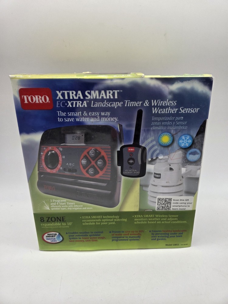 TORO Xtra Smart EC-XTRA Landscape Timer 8 Zone & Wireless Weather Sensor 53855