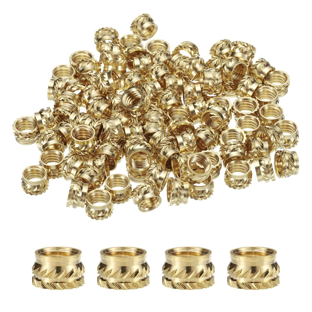 100Pcs M6 Threaded Inserts Brass Heat Set Insert M6X5Mm, OD 8Mm Knurled Insert N
