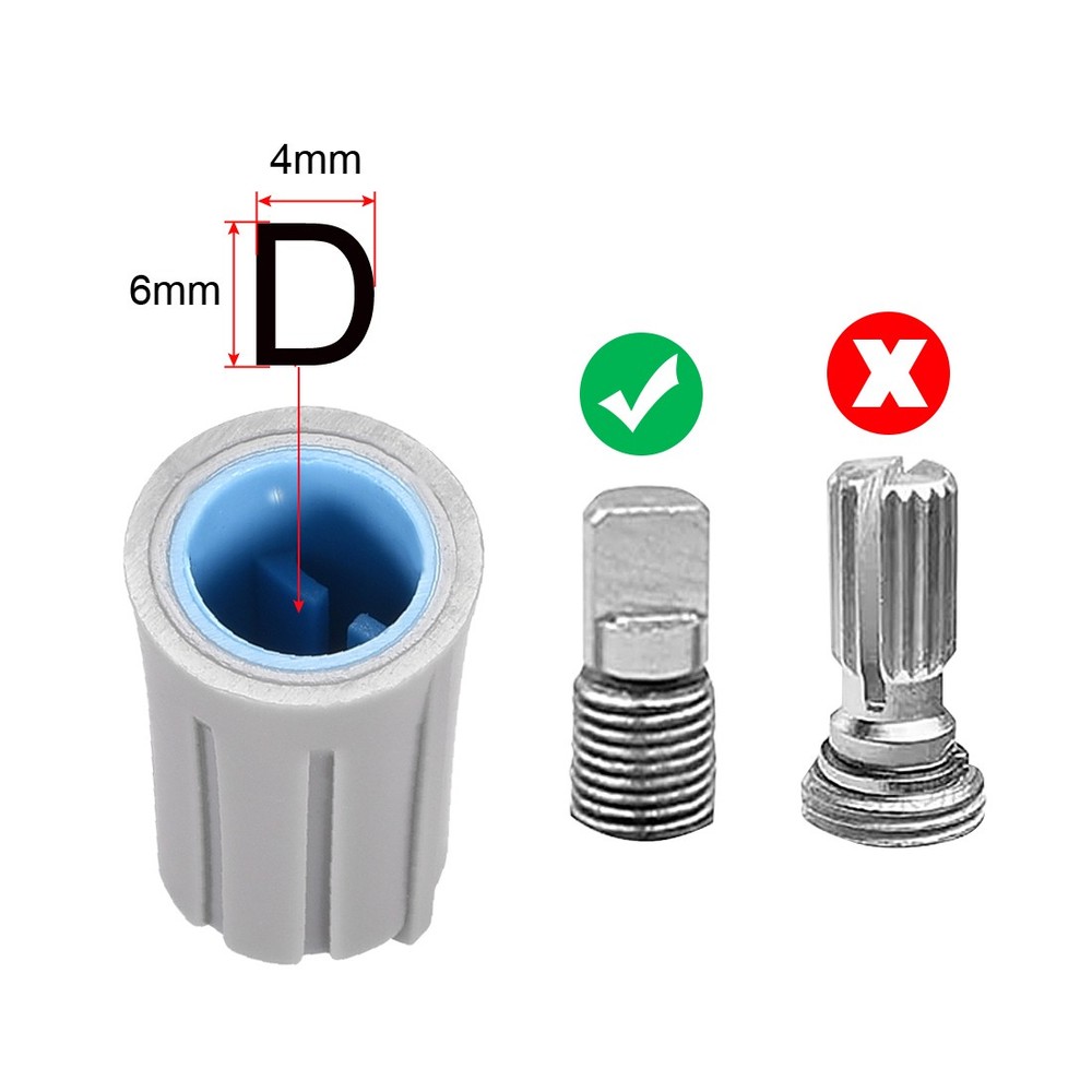 5pcs,D type 6mm Potentiometer Control Knobs For Volume Tone Knobs Grey Blue