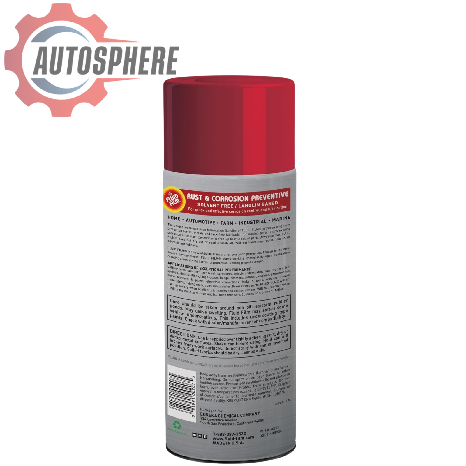 Fluid Film Rust Corrosion Penetrant Lubricant Preventative, 11.75oz Aerosol 12pk