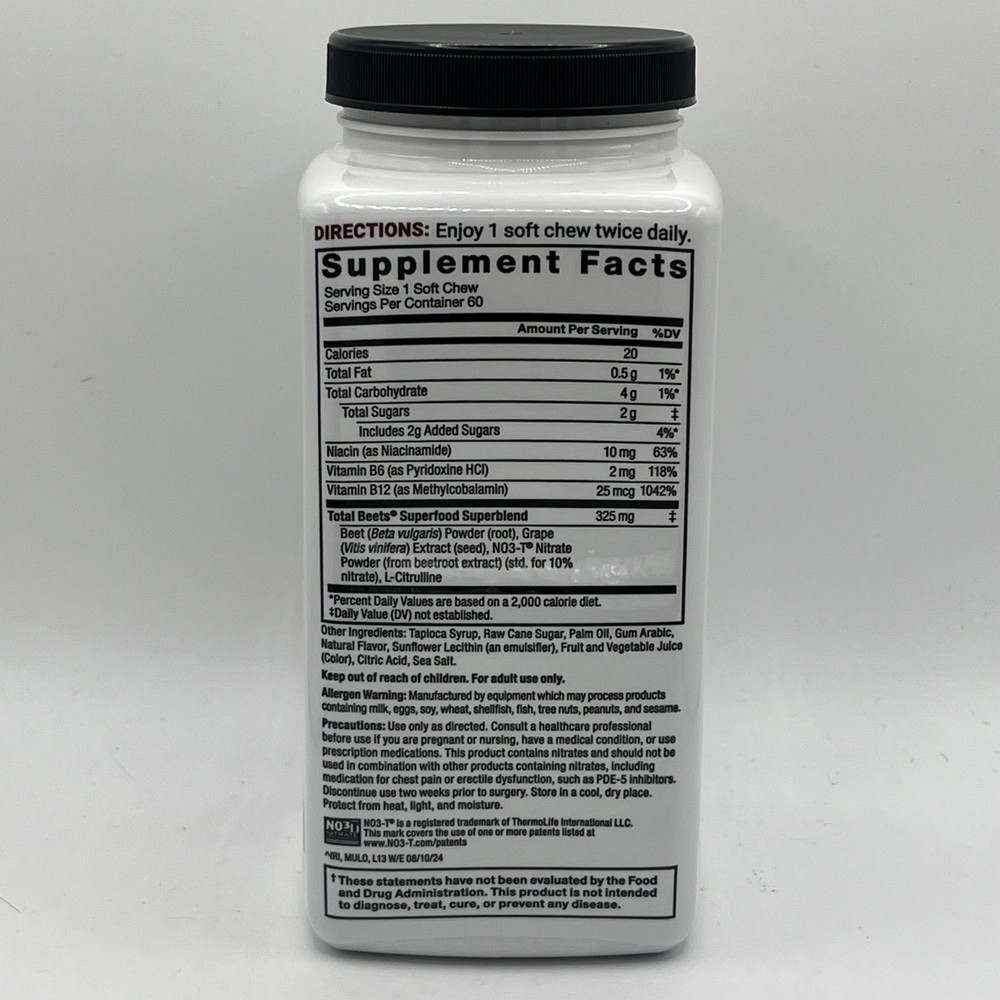 Force Factor Total Beets - 60 Soft Chews - EXP 07/21/2027 New Sealed