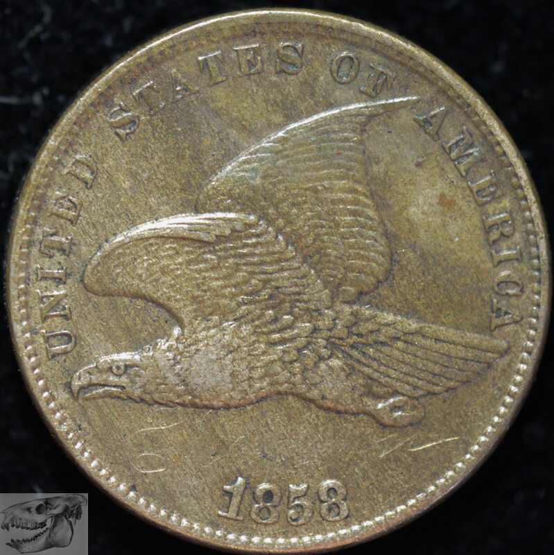 1858 Flying Eagle Cent, Small Letters, Almost Uncirculated Details Scratch C6190