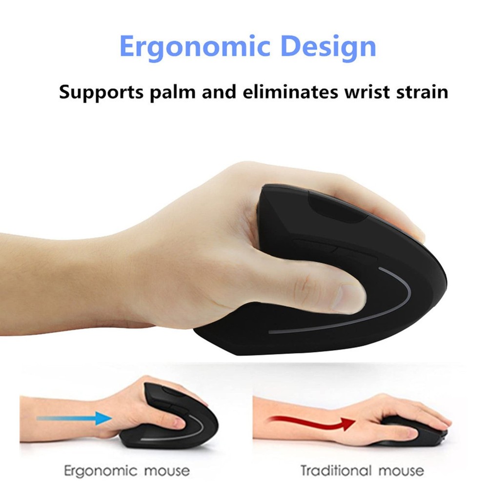 Left Handed Vertical Mouse Wireless Rechargeable Ergonomic