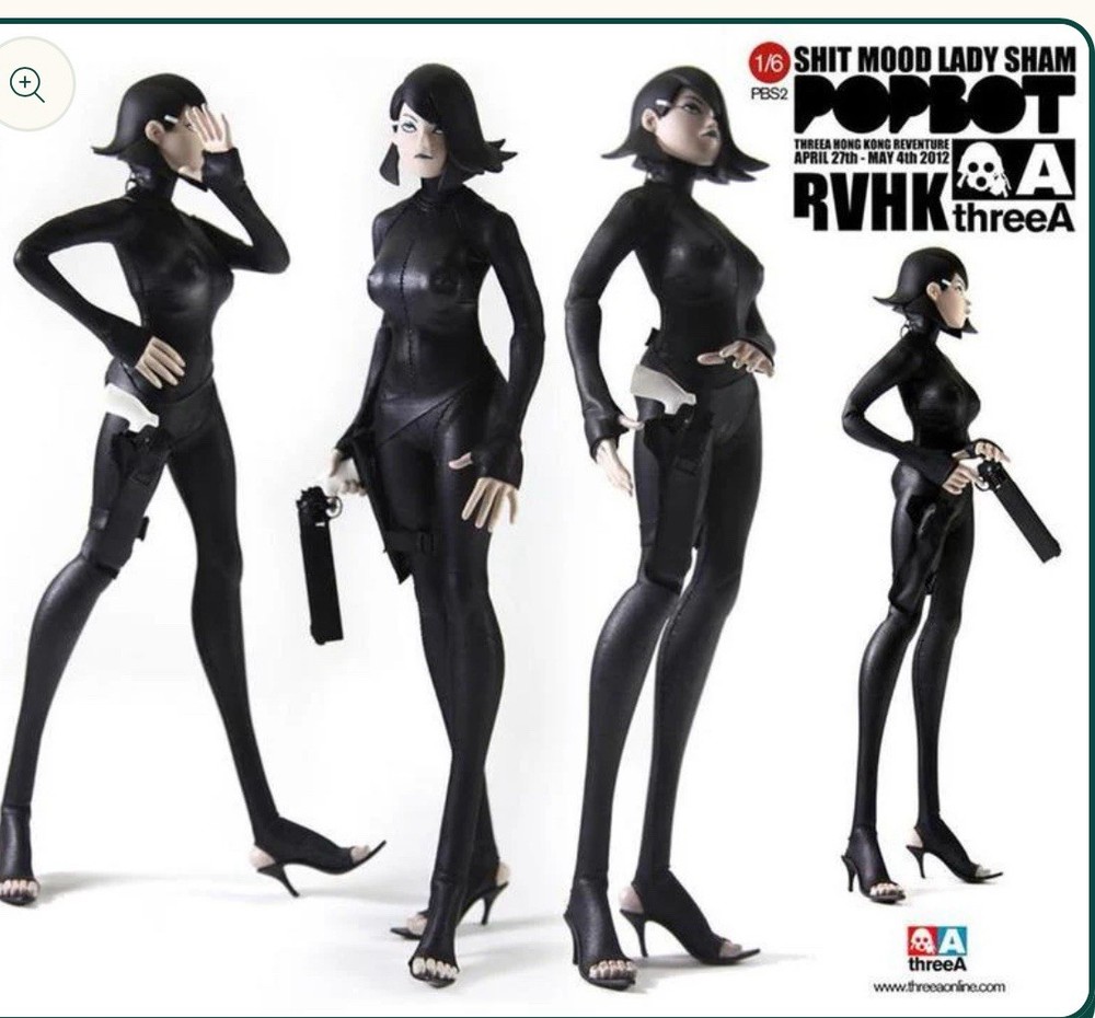 ThreeA 3A Popbot Lady Sham Black Version 1/6th Scale /Excellent Condition.