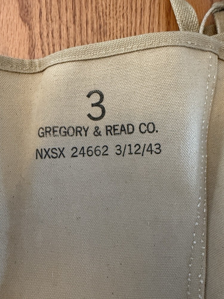 WW II Khaki Gaitors Gregory & Read 1943 size 3