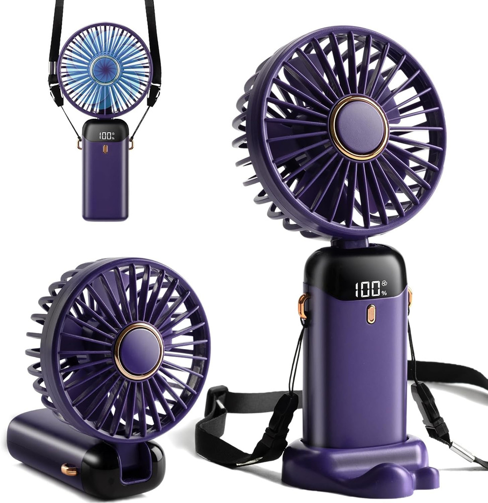 Mini Handheld Fan - 4000Mah Type-C Rechargeable, 5 Speed Adjustable, 90°