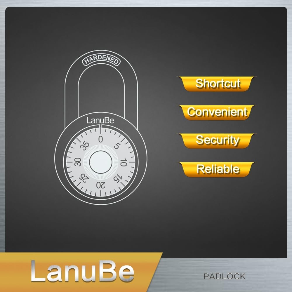 Lock Standard Dial Combination Lock 2 in. Wide with Different Combinations Bl...