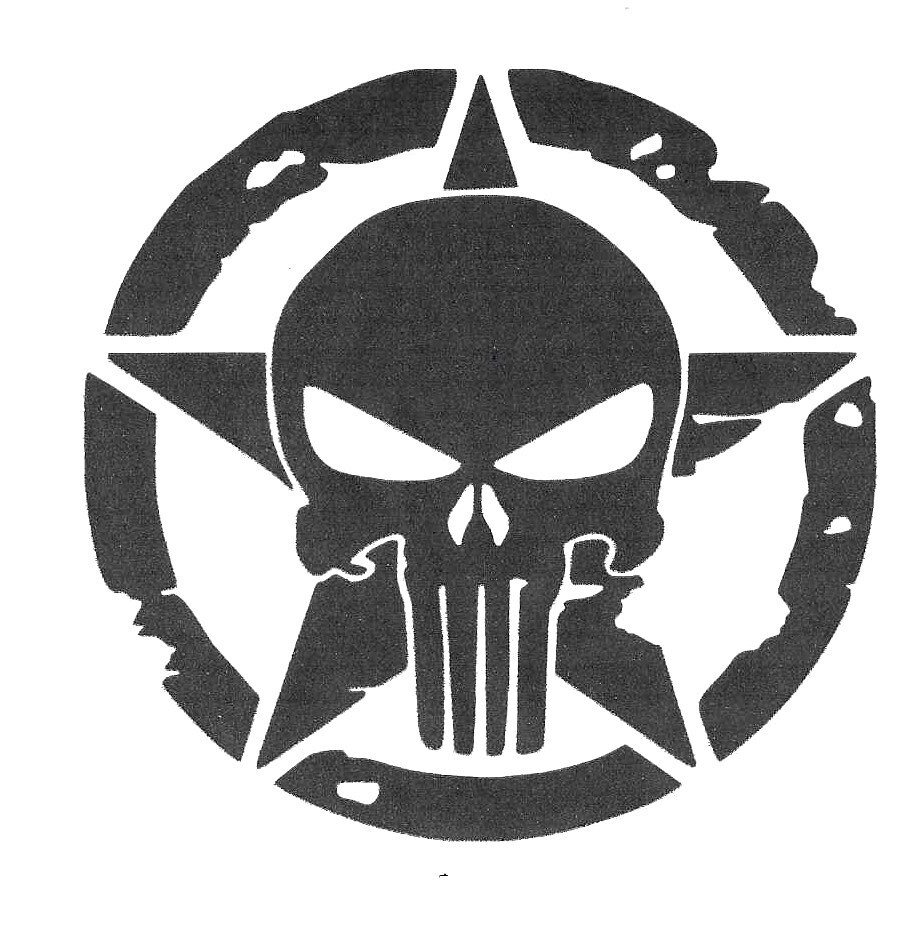 2x skull car sticker 9x9 cm star skull sticker skull Punisher