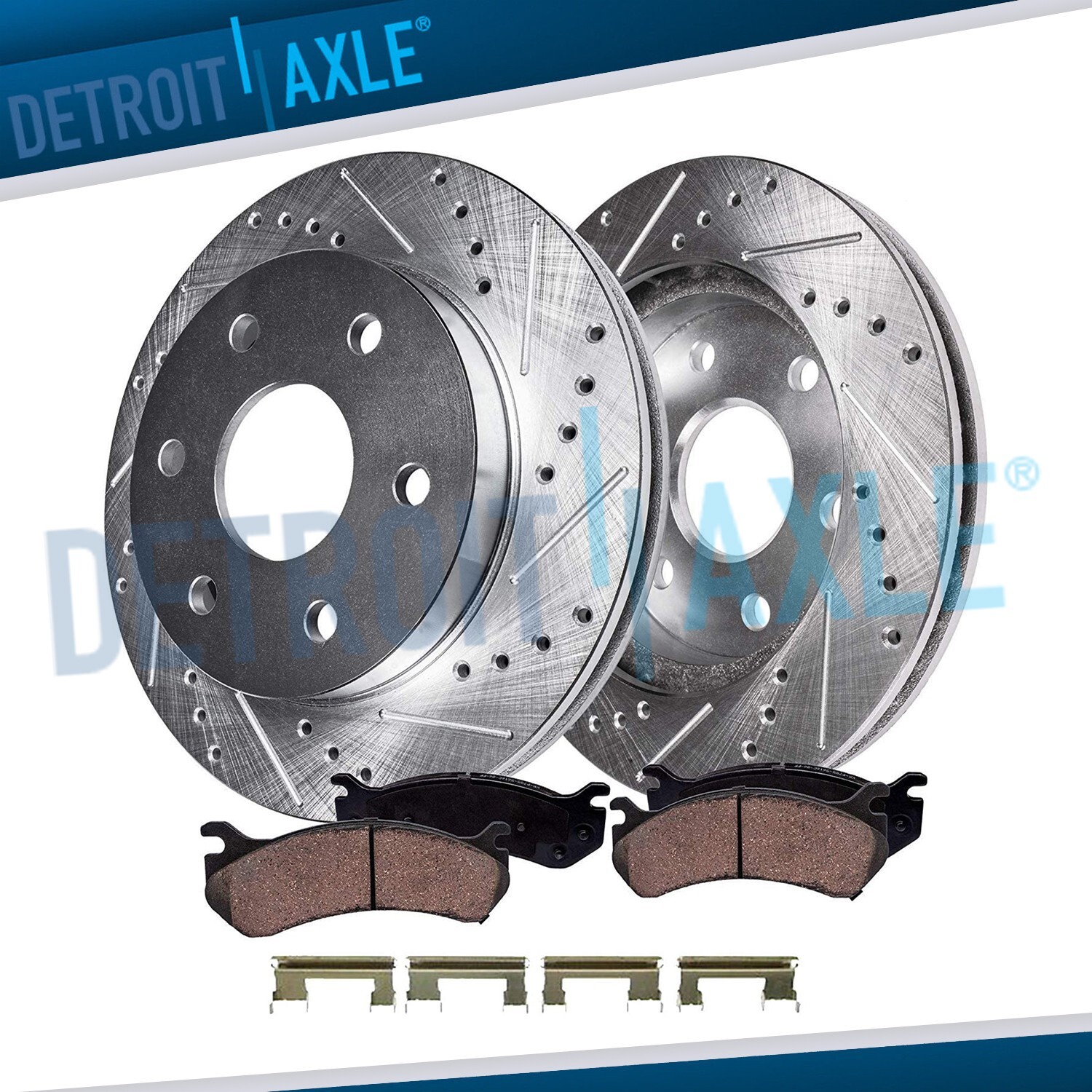 Front Drilled Rotors Ceramic Brake Pads for 2003-05 Silverado Sierra 1500 Tahoe