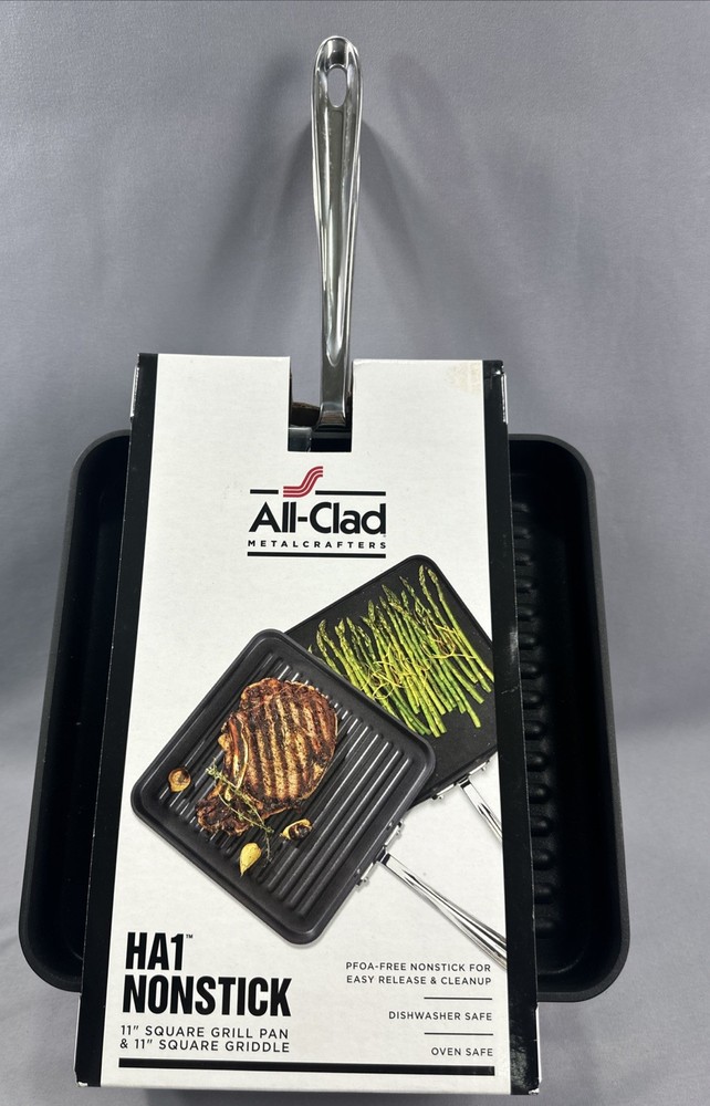 New ALL-CLAD HA1 Nonstick Square Griddle & Grill Set Bundle