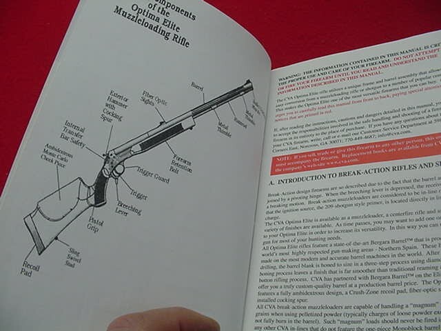 CVA Optima Elite- Muzzleloader Rifle- Instruction Manual - Nice !!