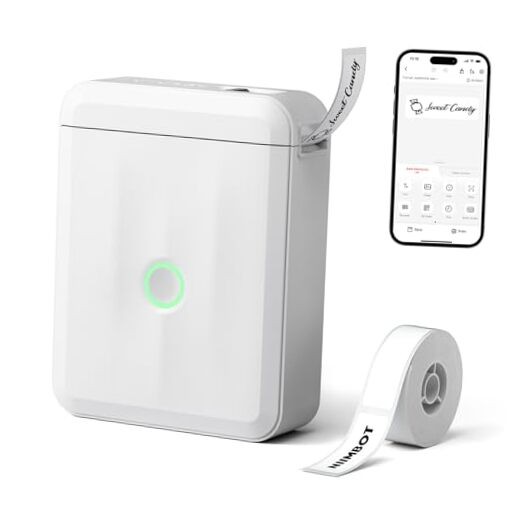 D110 Upgraded Version Mini Label Maker Machine with White Printer + 1 Tape