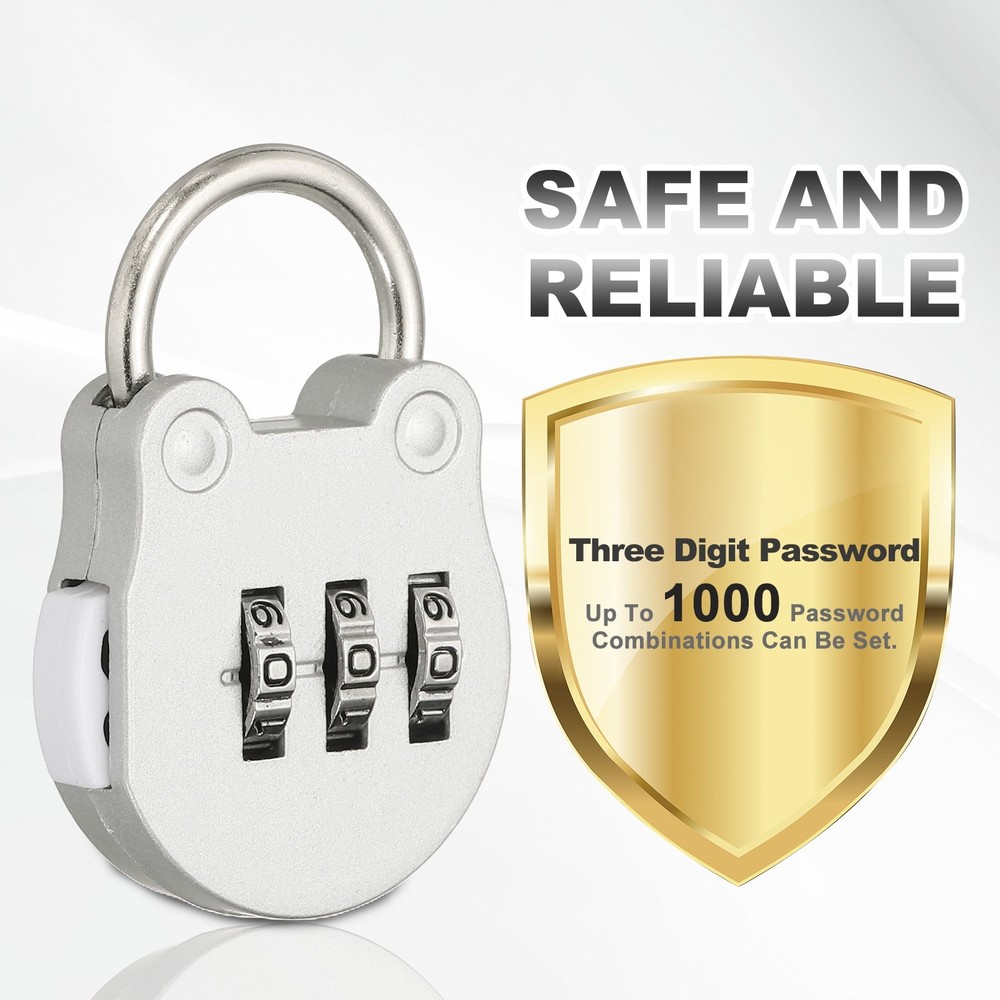 Combination Padlock (Small, Silver)(2 Pcs),Cat Shackle Code Locks
