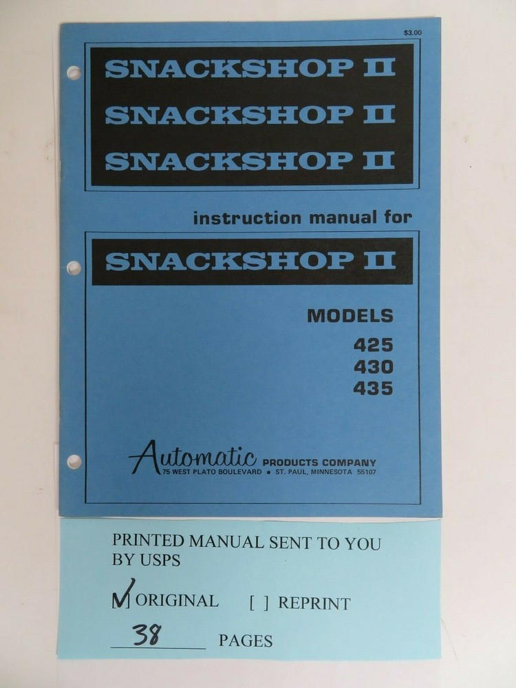 Automatic products Snackshop 2 models 425 430 435 (38 pages)
