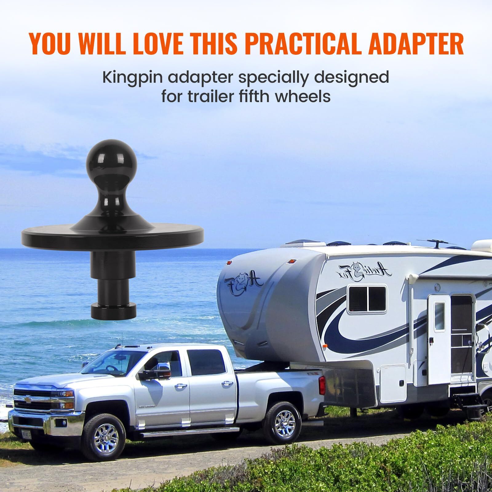 5th Wheel to Gooseneck Adapter 2-5/16" Ball King Pin 30000 lbs Load Capacity