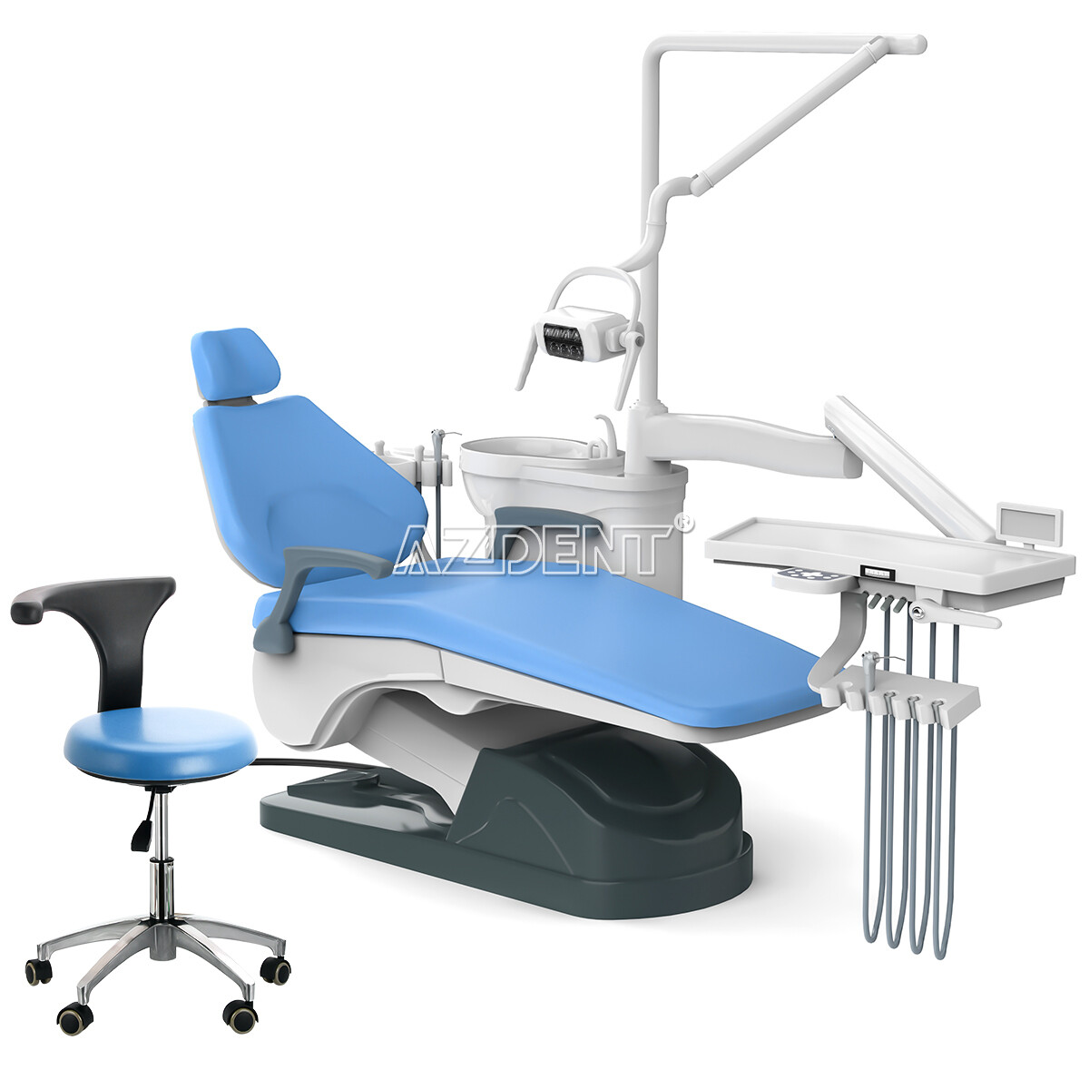 Unidad de silla dental sillon Motor DC Cuero duro PU/Kit de pieza de mano FDA