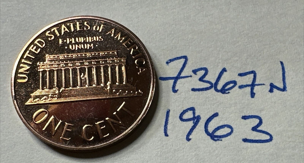 1963 Lincoln Memorial Cent Penny 7367N