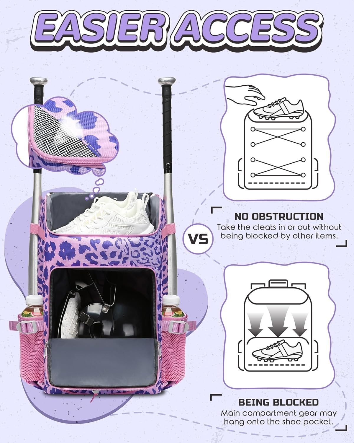 Youth Baseball Softball Bag Large Capacity with Ventilated Shoe Compartment