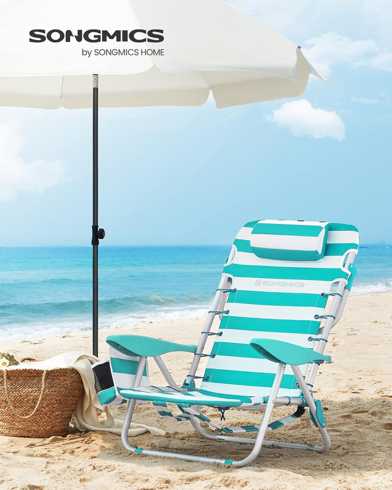 Portable Backpack Beach Chair, 331 Lb Capacity, 4 Angles Adjustable Backrest, 2