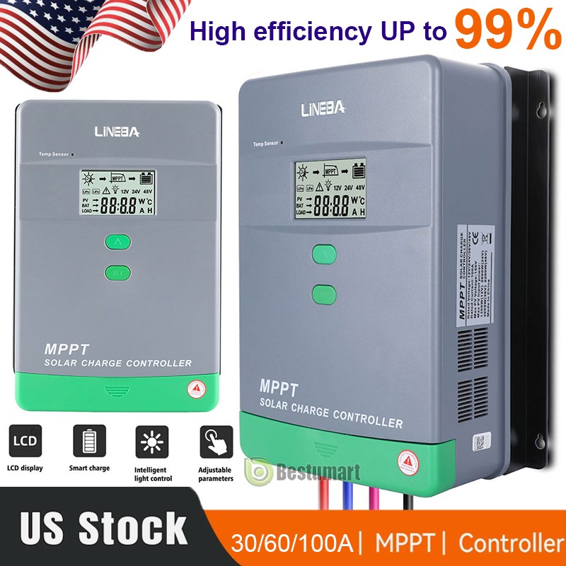 100A Solar Panel Regulator Charge Controller Auto Focus Tracking 12/24/36/48V US