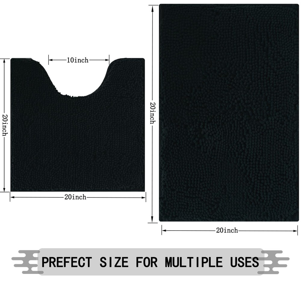 Bathroom Rugs Sets 2 Piece,Super Absorbent Soft,Thick,Machine Washable Chenil...