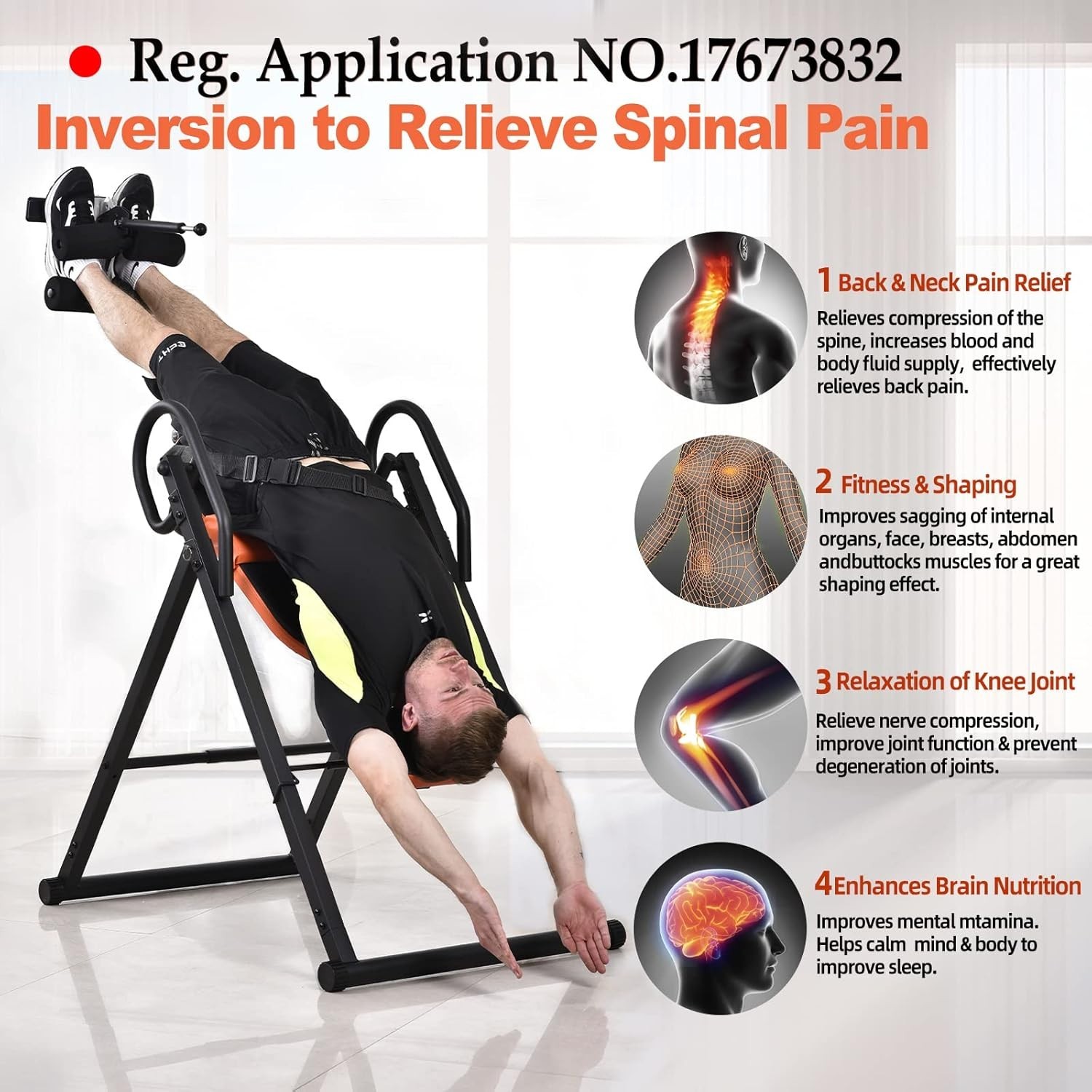 Inversion Table for Back Pain Relief, 350 lbs Capacity Strength Training Inve...