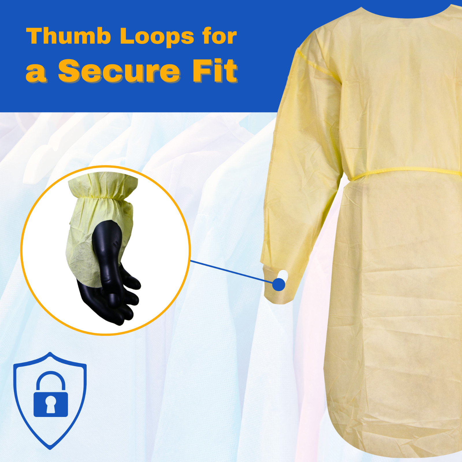 10 Pack Level 2 Disposable Medical Gown Yellow Isolation Gown Hospital Dental