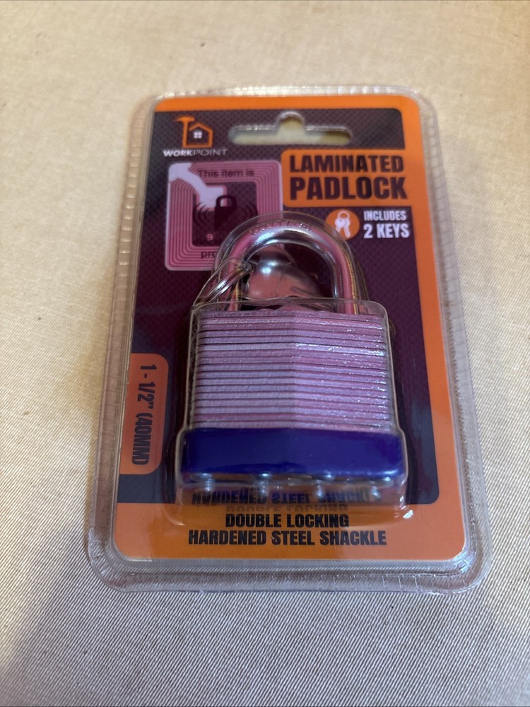 Work Point Laminated Padlock 1/2 Inch Shackle Includes 2 Keys