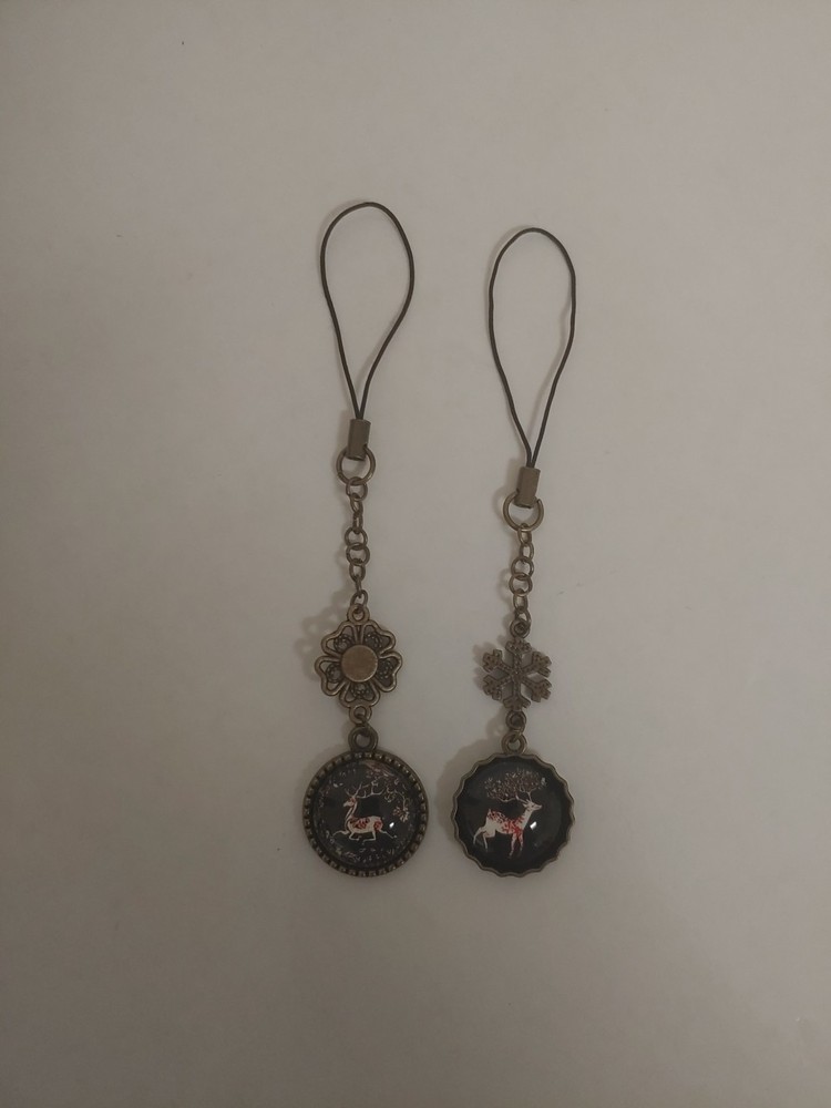 2 Rustic Reindeer Phone Charm