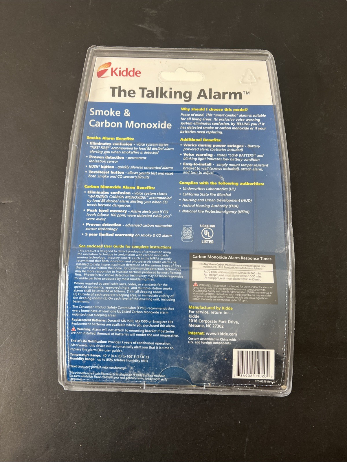 Kidde Nighthawk Smoke & Carbon Monoxide Voice Alarm KN-COSM-B No Wiring Required